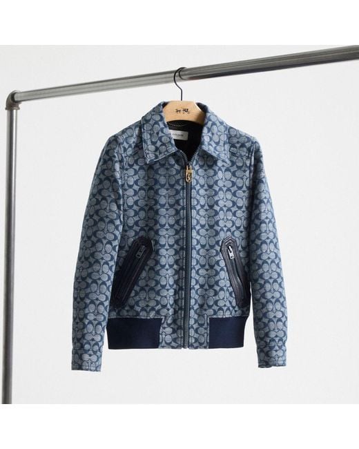 COACH Blue Restored Signature Chambray Blouson Jacket
