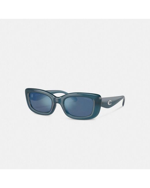 COACH Blue Pillow Tabby Narrow Rectangle Sunglasses