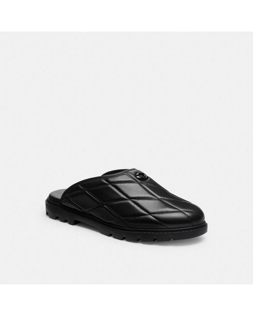 COACH Black Alyssa Quilted Leather Clog