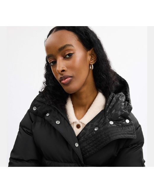 COACH Black Mid Puffer Jacket