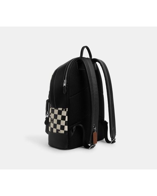 COACH Black West Backpack With Checkerboard Print for men
