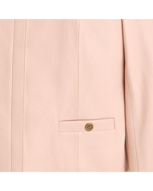COACH Pink Restored Tailored Leather Jacket