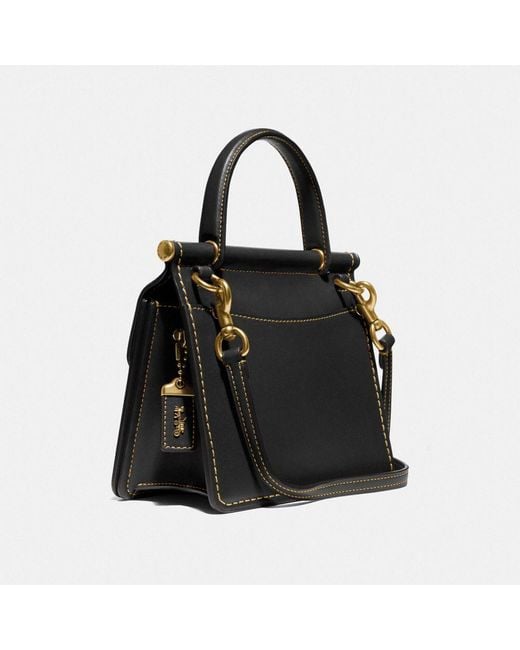 COACH Leather Willis Top Handle 18 in Brass/Black (Black) - Lyst