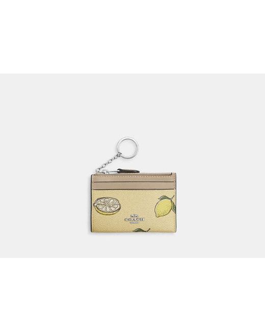 COACH Black Mini Id Case With Lemon Print