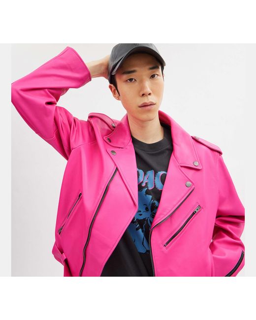 COACH Pink The Lil Nas X Drop Biker Jacket