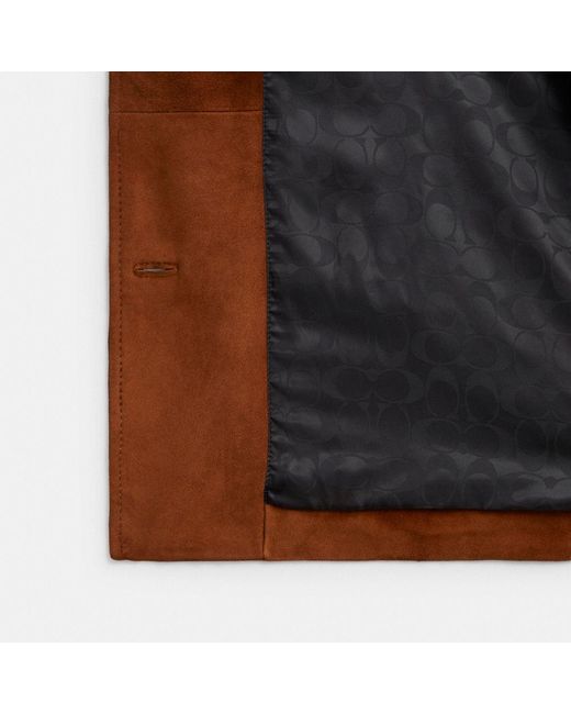 COACH Brown Sculpted C Suede Jacket