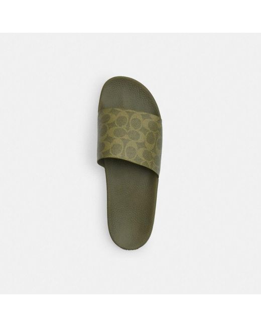 COACH Green Pool Slide In Signature Canvas for men