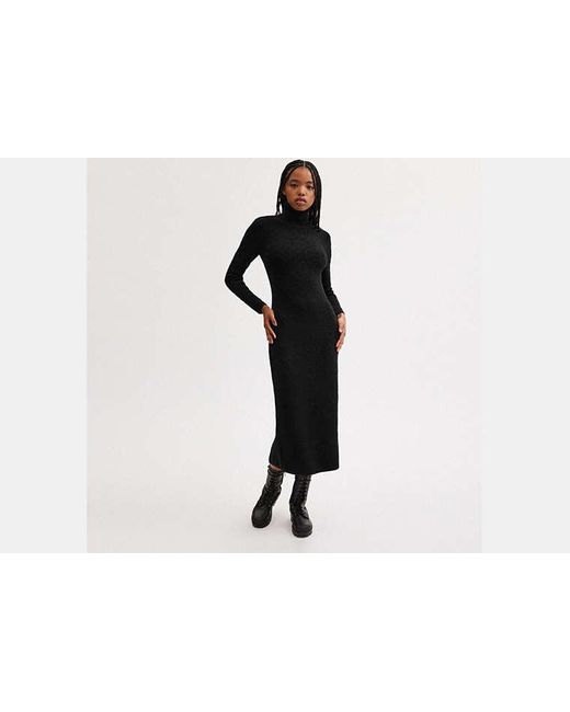 COACH Black Signature Knit Turtleneck Dress