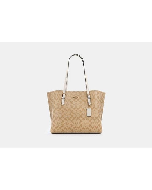 COACH Black Mollie Tote In Signature Canvas