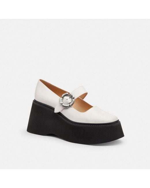 COACH Black Tea Rose Platform Mary Jane