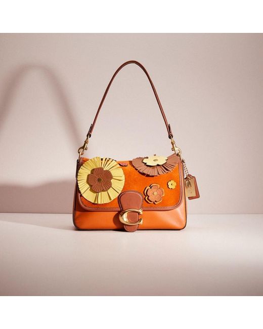 Leather tote Coach Orange in Leather - 41446178