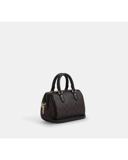 COACH Black Mini Rowan Crossbody Bag In Signature Canvas