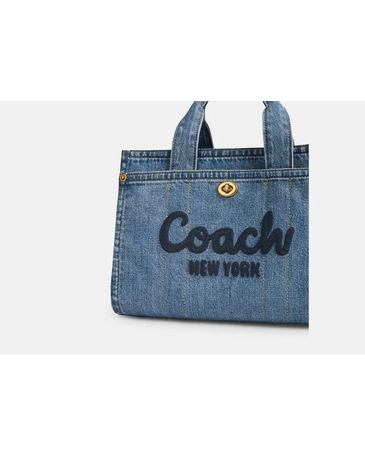 COACH Blue Cargo Tote Tote Handbags, Canvas/Leather