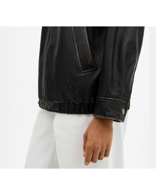 COACH Black Loved Oversized Leather Jacket