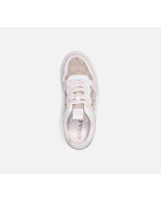COACH White C201 Lowtop-Sneaker aus Signature-Jacquard