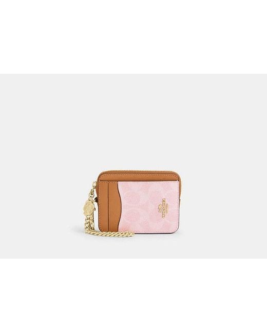 COACH Black Zip Card Case With Charm