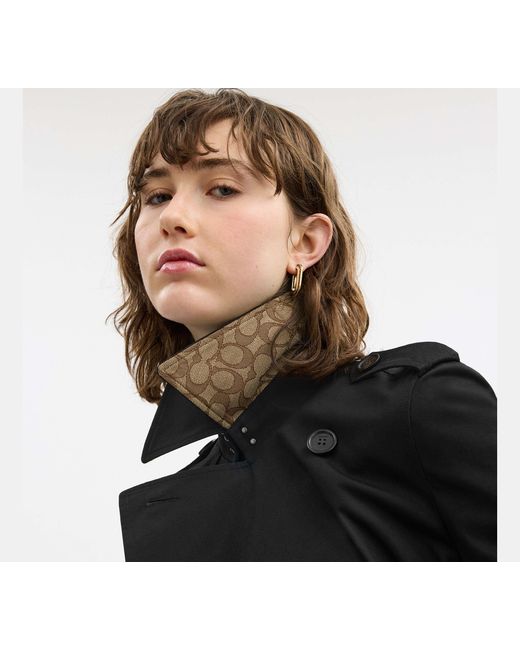 COACH Black Long Trench Coat