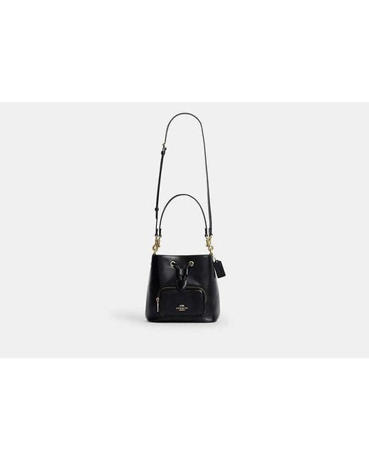 COACH Black Rowan Bucket Bag With Pocket