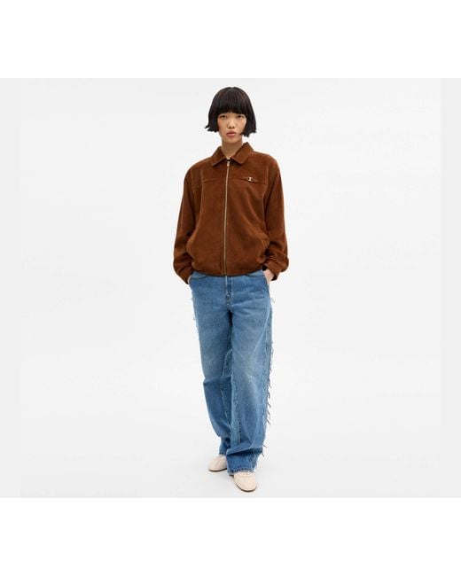 COACH Brown Heritage C Oversized Suede Bomber