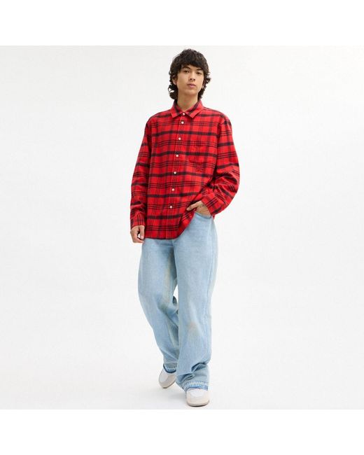 COACH Red Flannel Shirt for men
