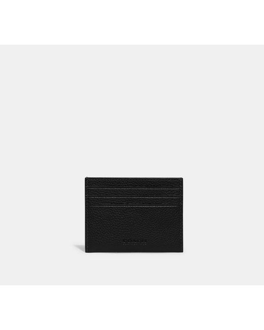 COACH Black Flat Card Case for men
