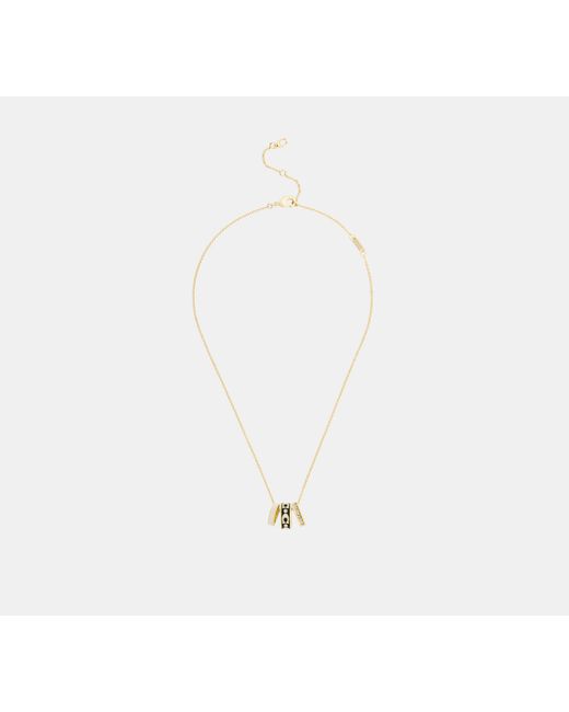 COACH Black Repeated C Rondelle Necklace