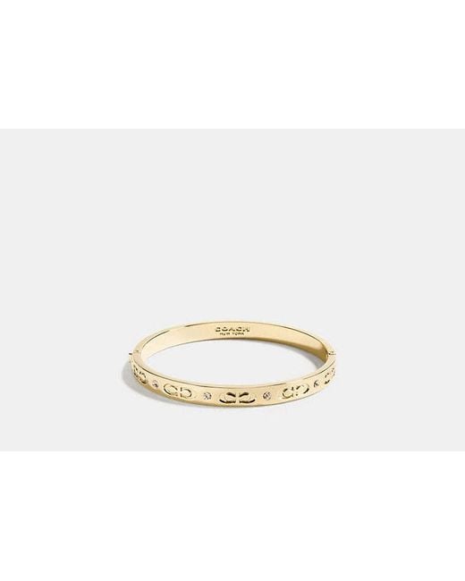 COACH Black Signature Hinged Bangle