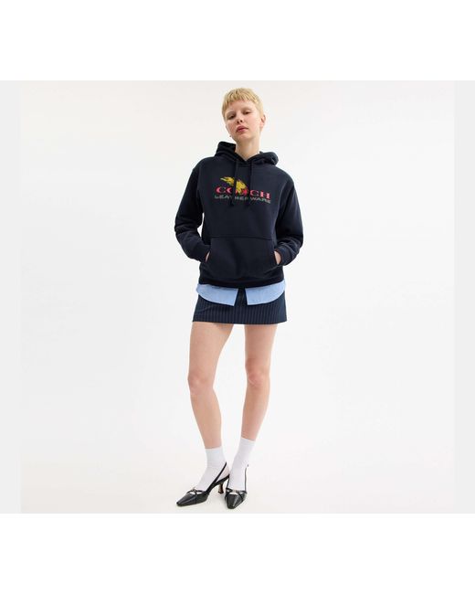 COACH Blue Collage Graphic Hoodie In Organic Cotton