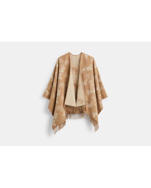 COACH Natural Reversible Horse And Carriage Poncho