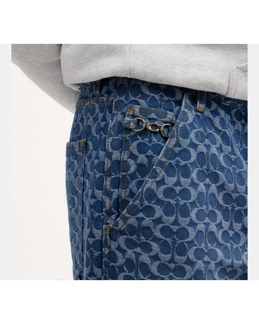 COACH Blue Signature Denim Carpenter Pants In Organic Cotton for men