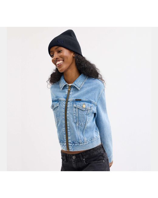COACH Blue Knit Beanie