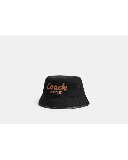 Sombrero de pescador de tela vaquera COACH de color Black