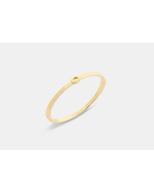 COACH Black Thin Signature Hinged Bangle