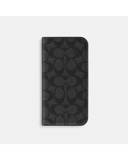 COACH Black Iphone 16 Pro Max Folio In Signature Canvas