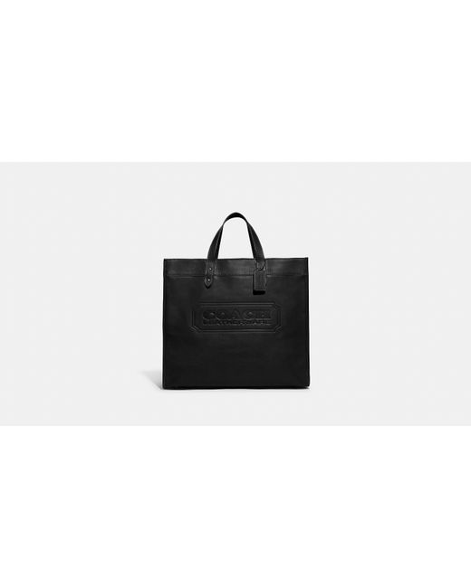 COACH Black Field Tote Bag 40 With Coach Badge for men