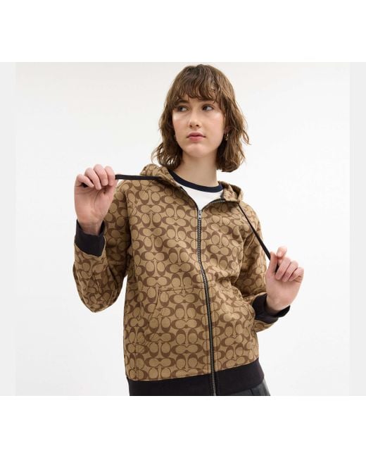COACH Black All Over Signature Hoodie Mit Reißverschluss