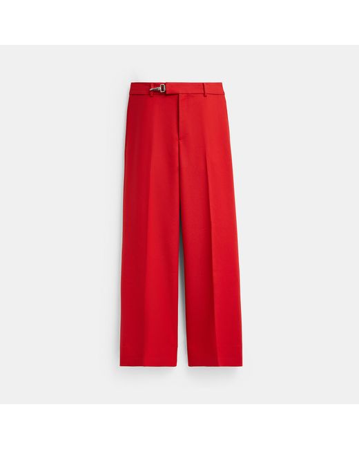 COACH Red Solid Flare Trousers for men