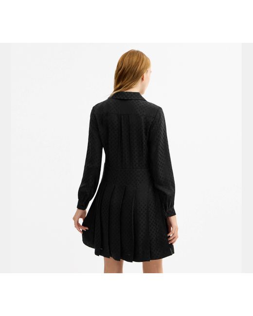 COACH Black Jacquard Pleated Dress