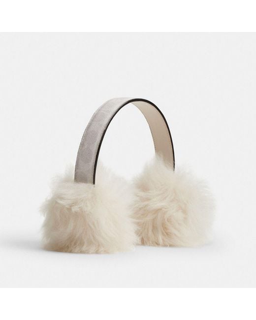 COACH White Shearling Earmuffs