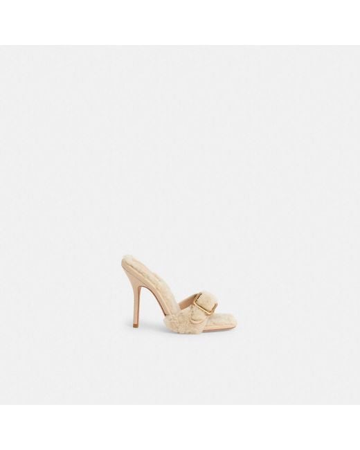 COACH Metallic Restored Shearling Buckle Mule