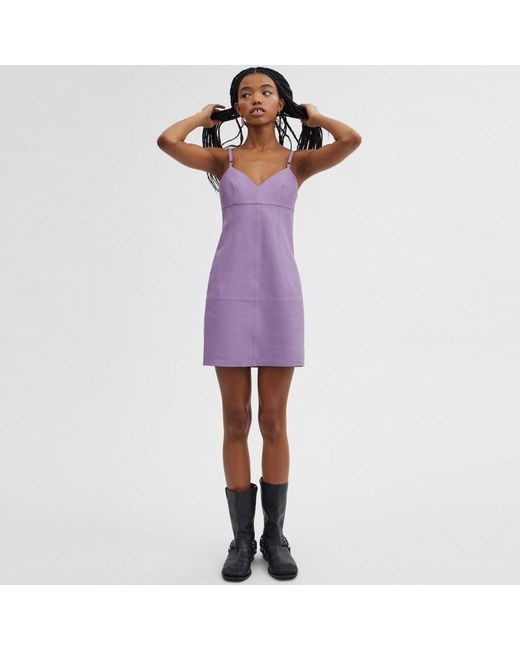 COACH Purple Short Leather Dress