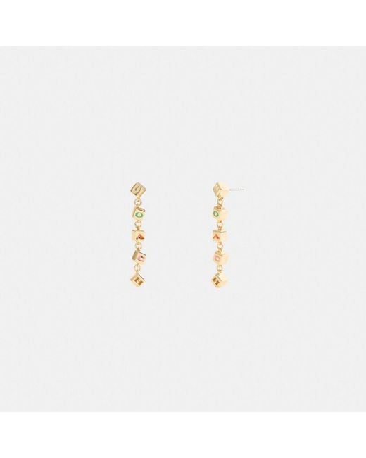 COACH Metallic Block Letters Linear Earrings