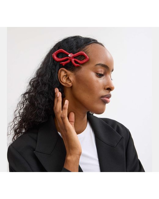 COACH Black Pavé Bow Barrette