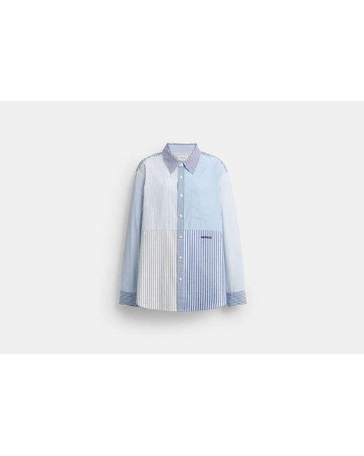COACH Blue Repurposed Cotton Patchwork Oxford Shirt for men