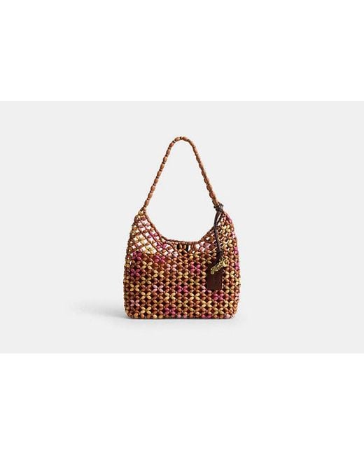 COACH Black Brooklyn Shoulder Bag 28 With Wooden Beading