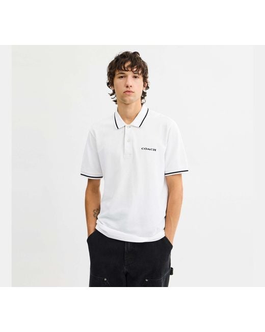 COACH Black Signature Trim Polo for men