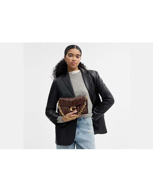 COACH Black Chain Tabby Shoulder Bag With Quilting