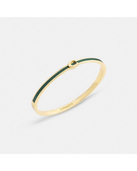COACH Metallic Thin Enamel Signature Hinged Bangle