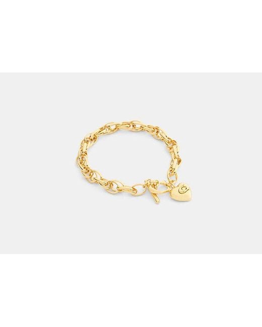 Bracelet Chaîne Cœur À Maillons Brossés COACH en coloris Black