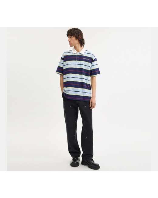 Polo A Righe Taglio Comodo di COACH in Black da Uomo